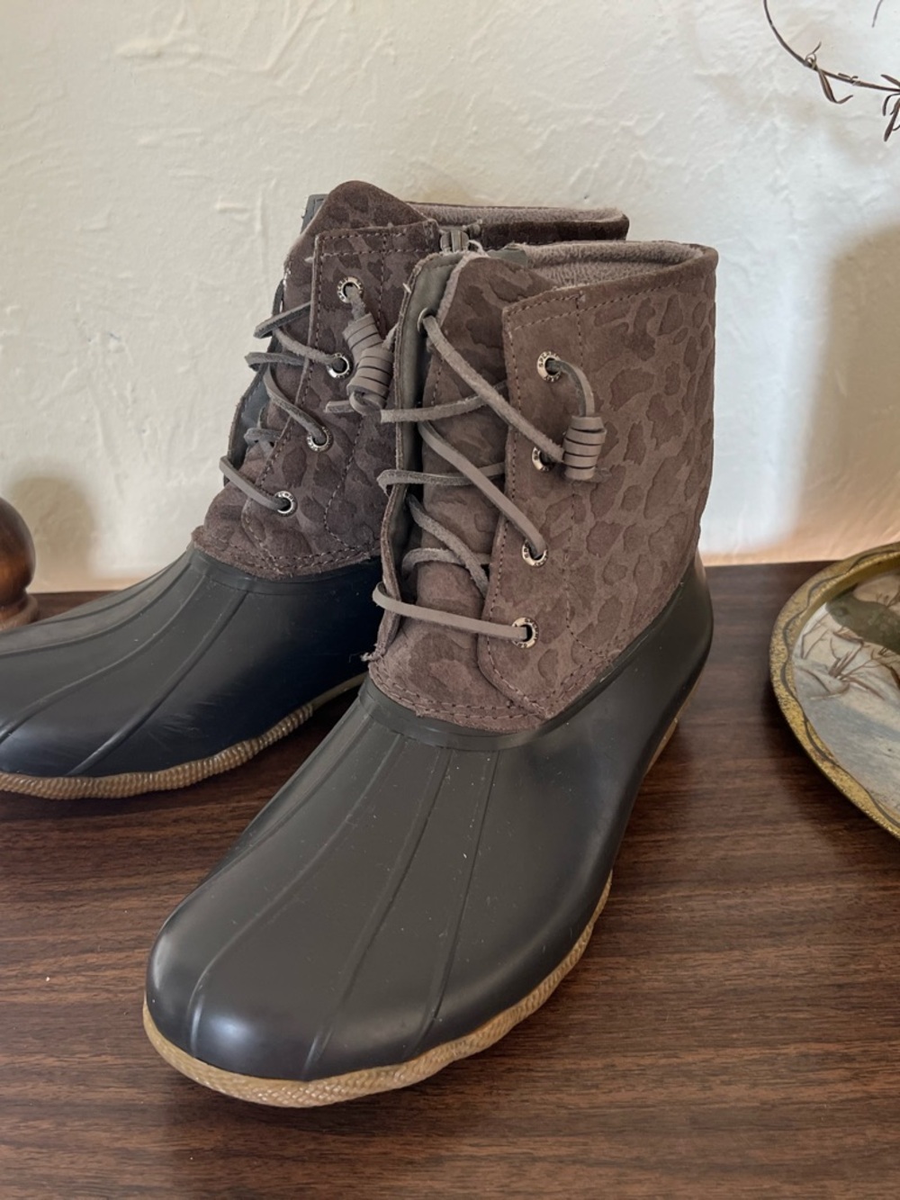 Sperry Brown Lace-Up Waterproof Duck Boots